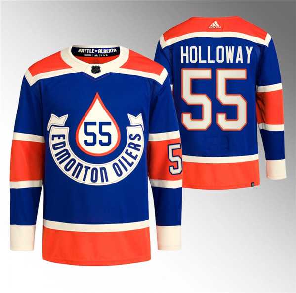 Mens Edmonton Oilers #55 Dylan Holloway 2023 Royal Heritage Classic Primegreen Stitched Jersey Dzhi